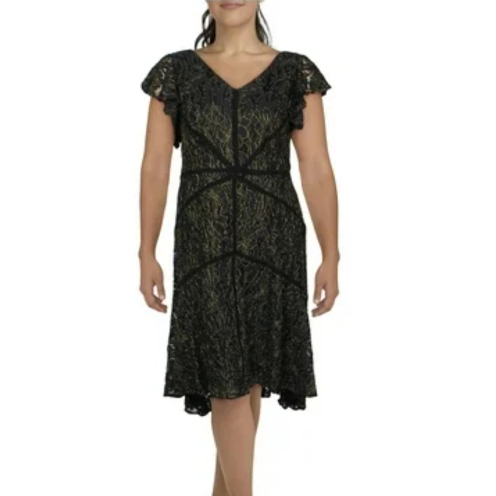 Taylor Petite Vneck Lace Dress